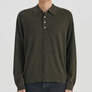 Theory Uniform Melange Long Sleeves Polo Size Medium